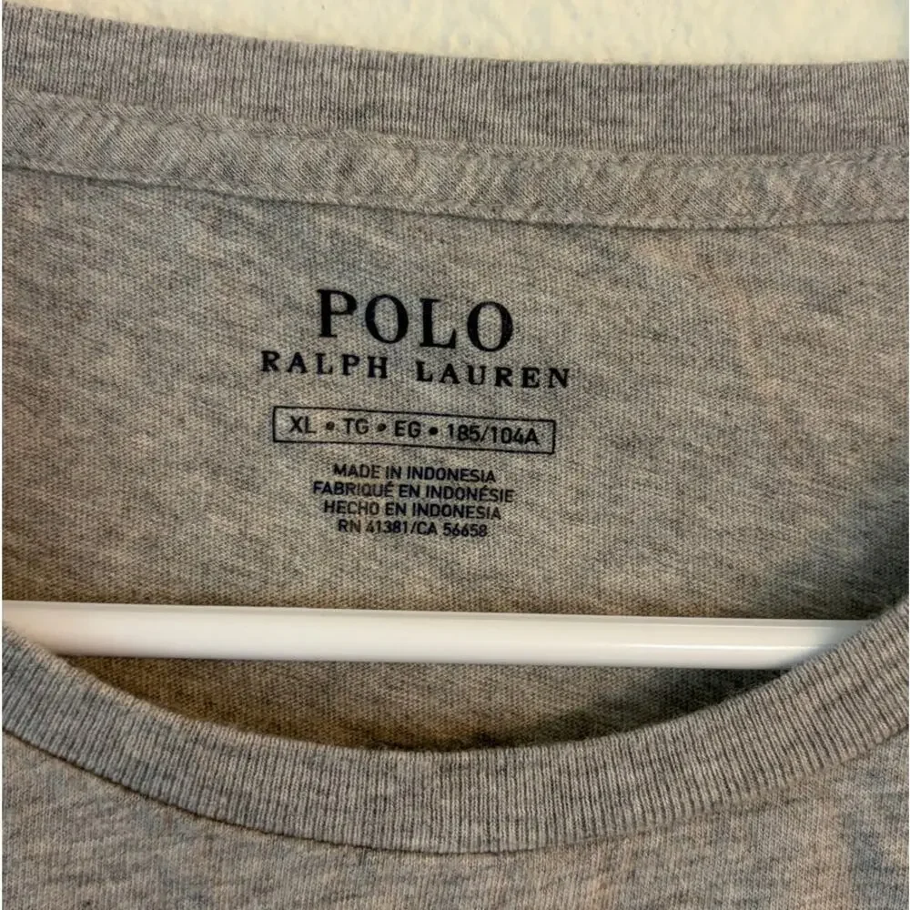 Polo Ralph Lauren Men's Long Sleeve T-Shirt Gray Pony Logo Crew Neck XL